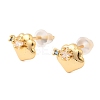 Brass Micro Pave Clear Cubic Zirconia Heart Stud Earrings EJEW-C158-12G-4