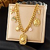 304 Stainless Steel & Acrylic Sun Moon Flower Pendant Necklaces for Women NJEW-G180-08G-1