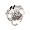 Flower Brass Open Cuff Rings RJEW-A046-06P-1