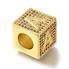 Brass Cubic Zirconia Cube European Beads KK-Q818-01A-G-2