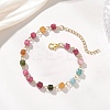 Natural Multicolor Tourmaline Beads Link Chain Bracelets for Women BJEW-JB13238-1
