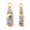 2Pcs Electroplated Natural Quartz Crystal Dyed Copper Wire Wrapped Pendants PALLOY-JF03164-01-1