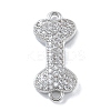 Rack Plating Brass Micro Pave Clear Cubic Zirconia Bone Connector Charms KK-A234-059P-1