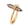 Double Pointed Hexagonal Prism  Natural Smoky Quartz Adjustable Rings for Women RJEW-G327-01G-05-1
