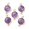 Natural Amethyst Connector Charms G-C102-09F-G-1