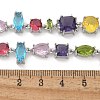 Brass Micro Pave Colorful Cubic Zirconia Link Chain Necklaces NJEW-M089-01P-3