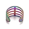 Rainbow Color Ion Plating(IP) 304 Stainless Steel Chunky Open Cuff Ring for Women RJEW-A005-35MC-3