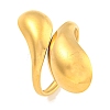 Ion Plating(IP) Teardrop 304 Stainless Steel Open Cuff Finger Rings for Women RJEW-P114-03G-1