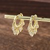 Brass Micro Pave Clear Cubic Zirconia Huggie Hoop Earrings EJEW-K083-45G-1