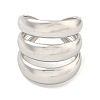 Non-Tarnish 304 Stainless Steel Three Layers Wide Open Cuff Ring for Women RJEW-A043-22P-2