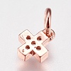 Brass Micro Pave Cubic Zirconia Tiny Cross Charms ZIRC-E147-61RG-2