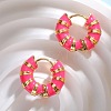 Enamel Striped Thick Hoop Earrings JE1110E-3