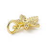 Brass Micro Pave Clear Cubic Zirconia Leaf Charms ZIRC-F132-42G-3