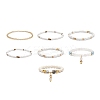 7Pcs 7 Style Natural Dyed Malaysia Jade & Agate & Glass Seed Beaded Stretch Bracelets Set BJEW-JB08892-02-4