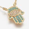 Brass Micro Pave Cubic Zirconia Pendant Necklaces NJEW-J051-13G-2