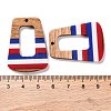 Independence Day Opaque Striped Resin & Walnut Wood Pendants RESI-U010-02O-3