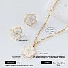 304 Stainless Steel Enamel Flower Pendant Necklace & Stud Earrings Set for Women BR4315-4-1