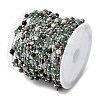 Handmade Natural Indian Agate & Synthetic Howlite & 316 Stainless Steel Round Link Chains CHS-L033-07P-02-3