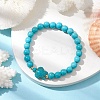 Round Synthetic Turquoise Beaded Stretch Bracelets BJEW-JB10269-04-4