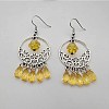 Bohemian Flower Tassel Alloy Pave Cubic Zirconia Dangle Earrings for Women TA8564-3-1