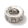 Octagon Brass Micro Pave Cubic Zirconia European Beads KK-C072-20P-2