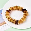 Natural Amber Beaded Stretch Bracelets for Men Women BJEW-T018-21-1