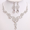 Teardrop & Moon Alloy Rhinestone Pendant Necklace & Stud Dangle Earring FS-WG0A8BD-04-1