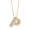 1Pc Brass Micro Pave Cubic Zirconia Letter Pendant Necklaces NJEW-LP0001-43P-G-1