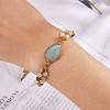Natural Green Aventurine Teardrop Link Braided Bead Bracelet BJEW-SZ0002-54D-6