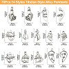 70Pcs 14 Styles Tibetan Style Alloy Pendants FIND-CJ0001-88-2