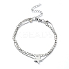 Star Alloy Pave Clear Cubic Zirconia Link Round Snake Chain Bracelets BJEW-S149-01P-1