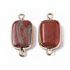 Edge Golden Plated Natural Red Jasper Links connectors G-S359-034B-2