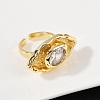 Brass Pave Cubic Zirconia Adjustable Open Cuff Rings for Women RJEW-R032-01G-3