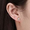 925 Sterling Silver Micro Pave Cubic Zirconia Ear Studs for Women EJEW-P231-05G-2