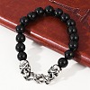 Punk Style Skull 304 Stainless Steel Glass Beads Bracelets for Women Men BJEW-D304-04AS-01-4