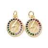Brass Micro Pave Colorful Cubic Zirconia Pendants KK-E068-VF154-2