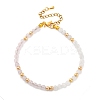 Natural Rose Quartz & Rainbow Moonstone Faceted Round Beaded Bracelets BJEW-JB11205-1