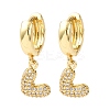 Brass Micro Pave Clear Cubic Zirconia Heart Hoop Earrings EJEW-K267-13G-4