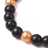 3Pcs 3 Styles Halloween Themed 8mm Round Glass Pearl Beaded Stretch Bracelet Sets BJEW-JB10849-5