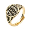 Brass Micro Pave Cubic Zirconia Cuff Rings for Women RJEW-A069-13G-6