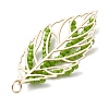 Handmade Glass Seed Beaded Leaf Shape Pendants PALLOY-MZ00935-01-4