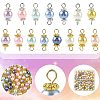 96Pcs 2 Colors Round Glass Pearl & Alloy Connector Charms PALLOY-FS00060-2