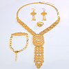 Luxury Alloy Hollow Round Bracelets & Earrings & Necklaces & Rings Sets for Women YY4041-4