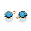 Golden Tone Brass Glass Charms X-GLAA-ZX008-24D-G-2
