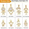 8Pcs 8 Style Brass Micro Pave Clear Cubic Zirconia Pendants ZIRC-FH0001-25-4
