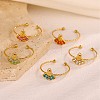 304 Stainless Steel Micro Pave Cubic Zirconia Adjustable Cuff Rings STAS-Z143-07G-2