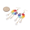 Glass Beaded Ring with Teardrop Dangle Earrings EJEW-JE05262-2