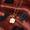 304 Stainless Steel Enamel Halloween Skull Pendant Dapped Chain Necklaces VT5751-2
