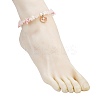 Zinc Alloy Enamel Shell Shape Charm Round Shell Pearl & Dyed Synthetic Turquoise Starfish & Natural Rose Quartz Chip Beaded Anklets AJEW-AN00735-03-3