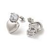 Heart Rack Plating Brass Micro Pave Clear Cubic Zirconia Stud Earrings EJEW-M240-03P-2